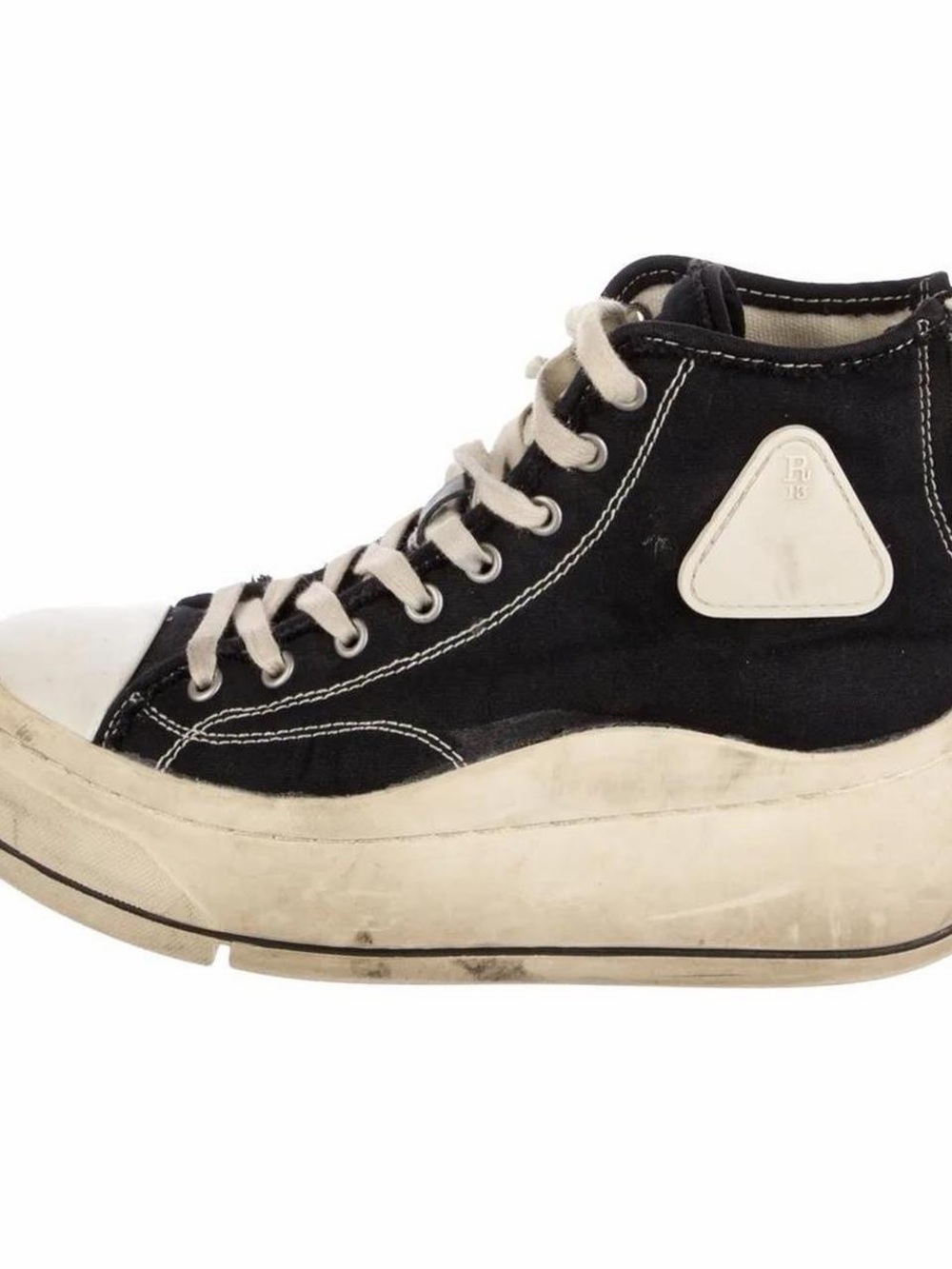 R13 Black and White High-Top Platform Sneakers